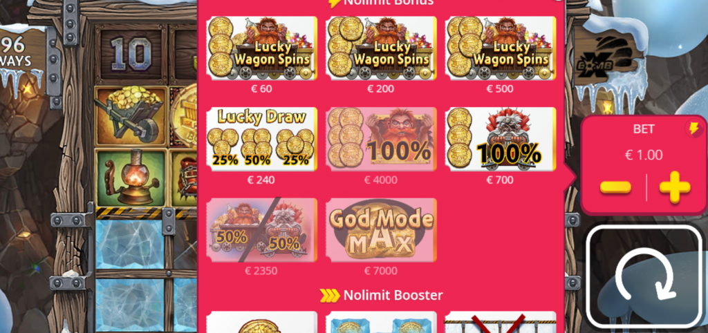 Fire in the Hole 3 Bonus Buy Screen