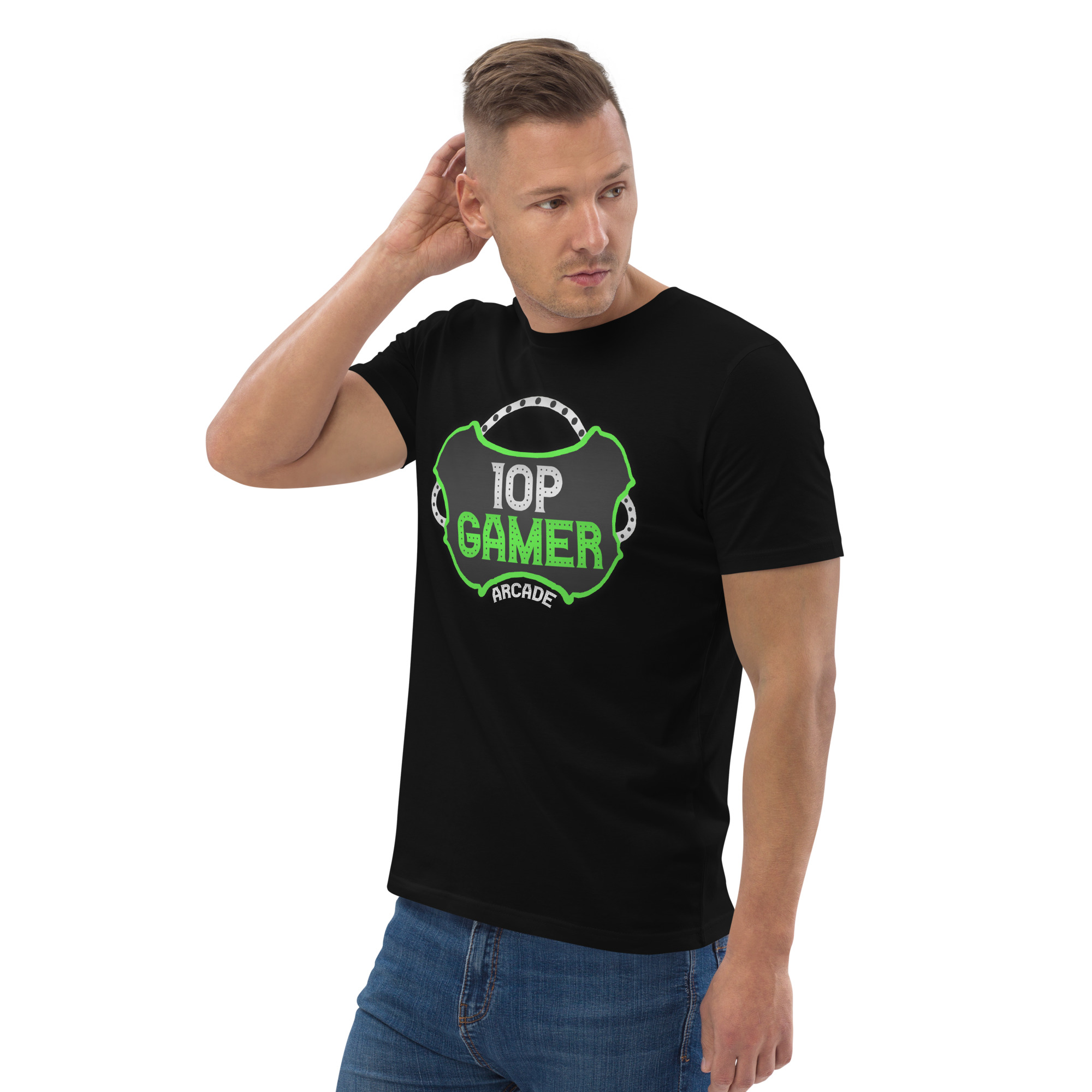 10p Gamer Arcade Organic T-Shirt – Retro Logo Edition - Image 3