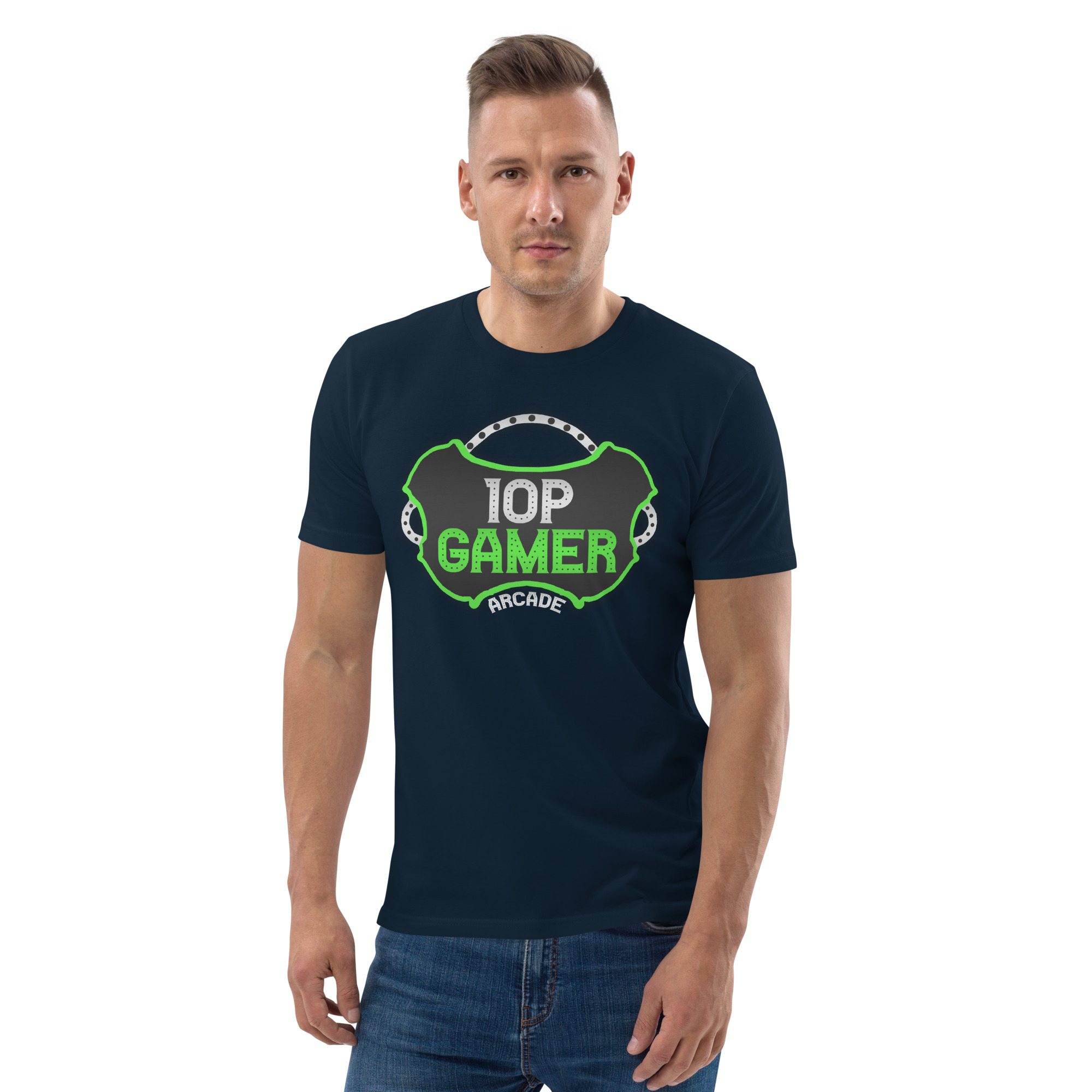 10p Gamer Arcade Organic T-Shirt – Retro Logo Edition - Image 4