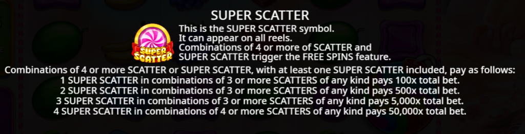 Sweet bonanza super scatter payout